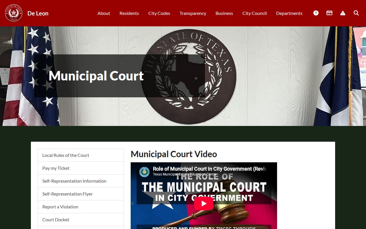 De Leon warrant records reference to the city’s official municipal court page