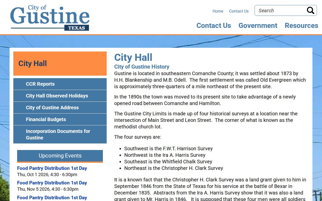 Gustine warrant records reference to the City Secretary contact page